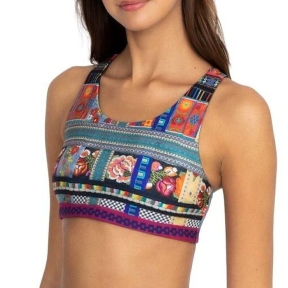 Johnny Was Active Beatrice Bee Active Reversible Sports Bra Multi Floral XS
